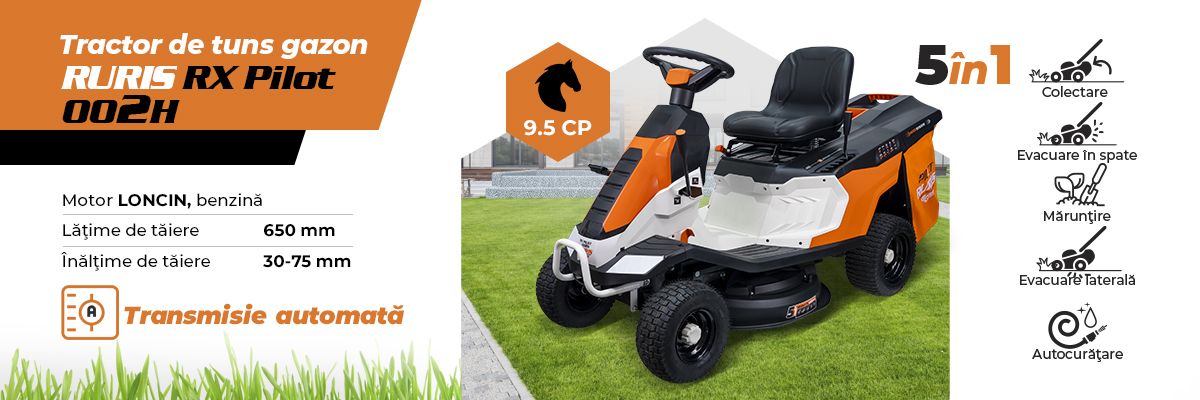 Tractor de Tuns Gazon RURIS RX Pilot 002 H 9.5 CP