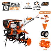 Motosapatoare RURIS 918 ACC PRO + roti cauciuc 6.00-12 + rarita + plug reversibil rev2 + roti metalice 500  18 CP