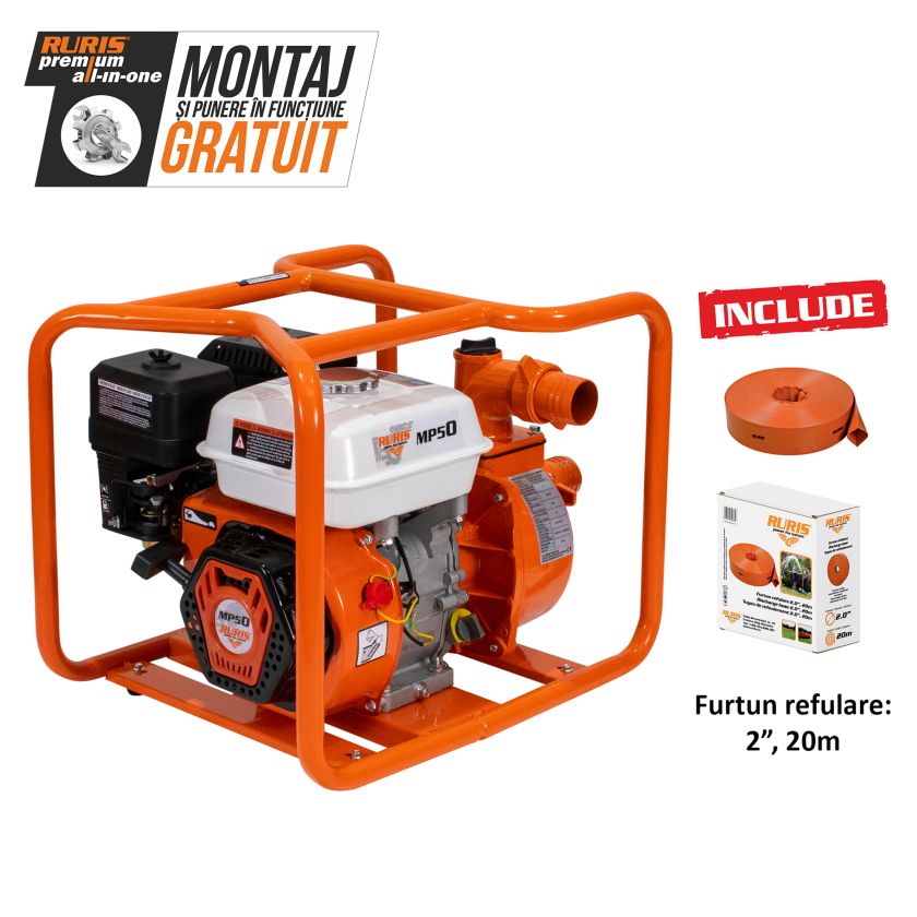 Motopompa RURIS  MP 50 fr  + furtun refulare 2`` 20m 7 CP 