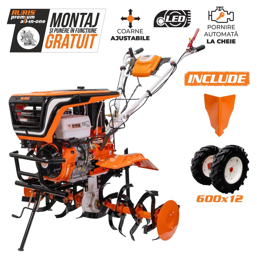Motosapatoare  RURIS 918K + roti cauciuc 6.00-12+rarita 18 CP