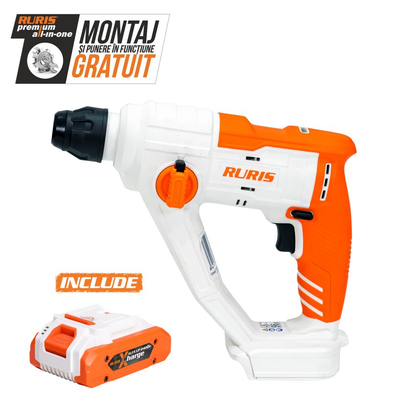 Ciocan rotopercutor pe acumulator RURIS RMX 1210 POWER ALFA UP {contine acumulator 2400e x-charge}