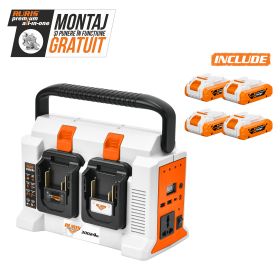 Invertor portabil pe acumulator RURIS 30024 e {contine 4 acumulatori 2400e x-charge}