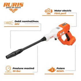 Aparat de spalat cu presiune pe acumulator RURIS 8024 E