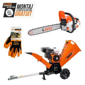 Pachet Gospodarul Complet - Tocator de crengi si resturi vegetale RURIS ST500 + Motoferastrau DAC 506 RS + Manusi de protectie RURIS Universal, size L